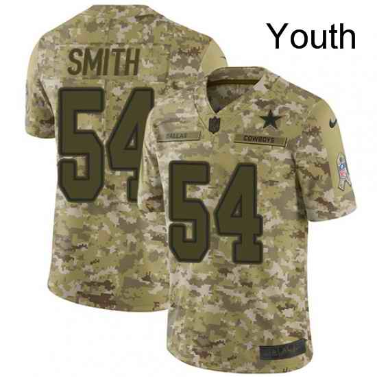 Youth Nike Dallas Cowboys 54 Jaylon Smith Limited Camo 2018 Salute to Service NFL Jersey